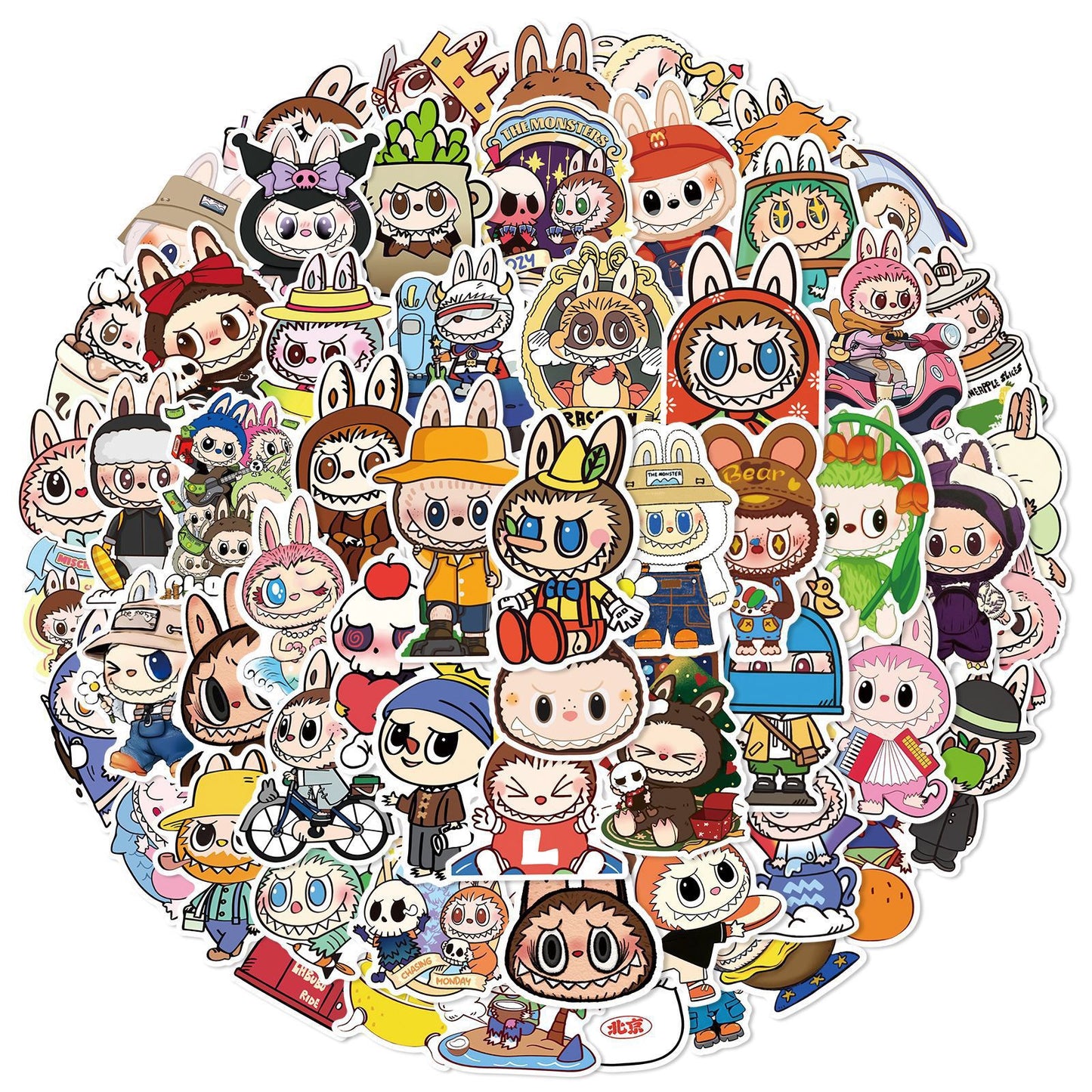 Cute Cartoon Labubu Stickers - 50 Pcs