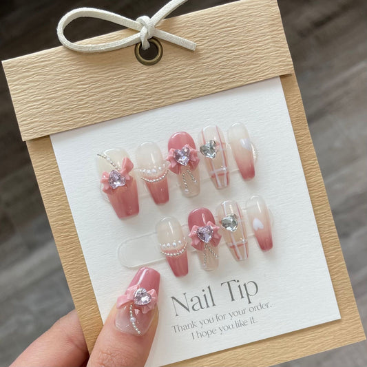 Glittering Bow Delights Press-on Nails