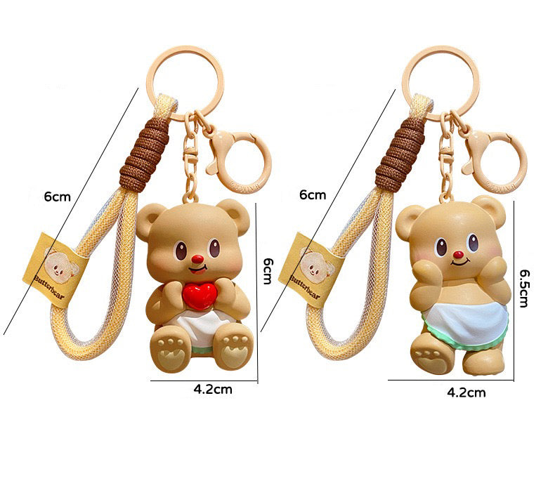 Butterbear Plush Bear Keychain - Cute Donut & Angel Designs for Bags and Keys