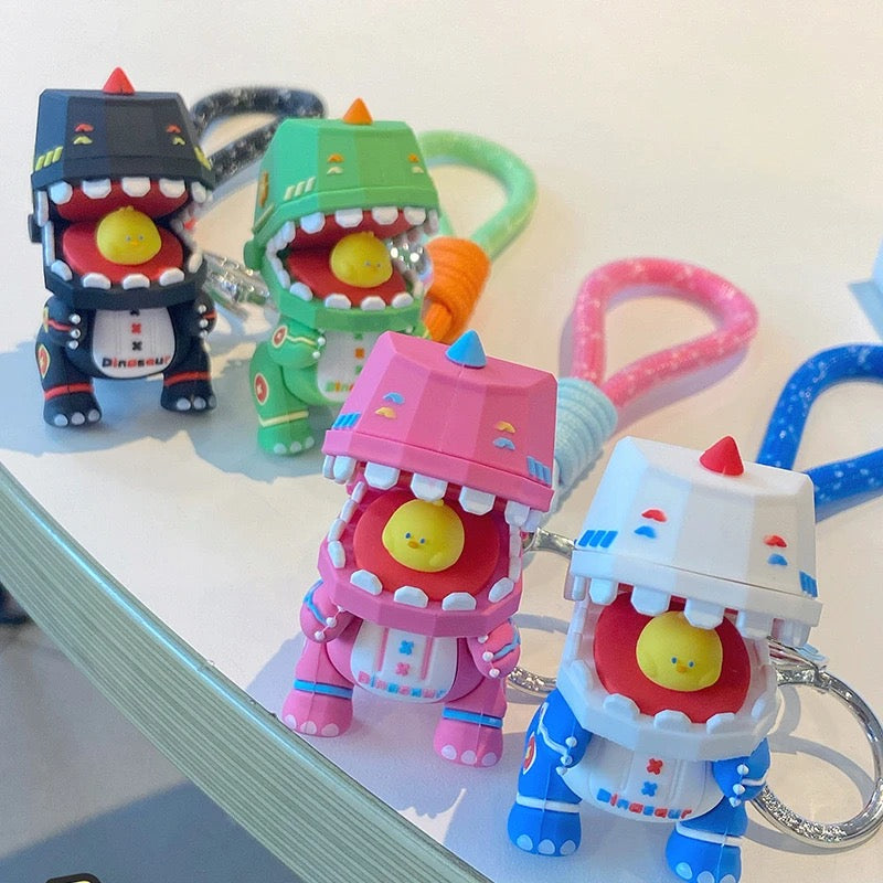 Cute Dinosaur Robot Keychain – Colorful & Fun Keyring Accessory