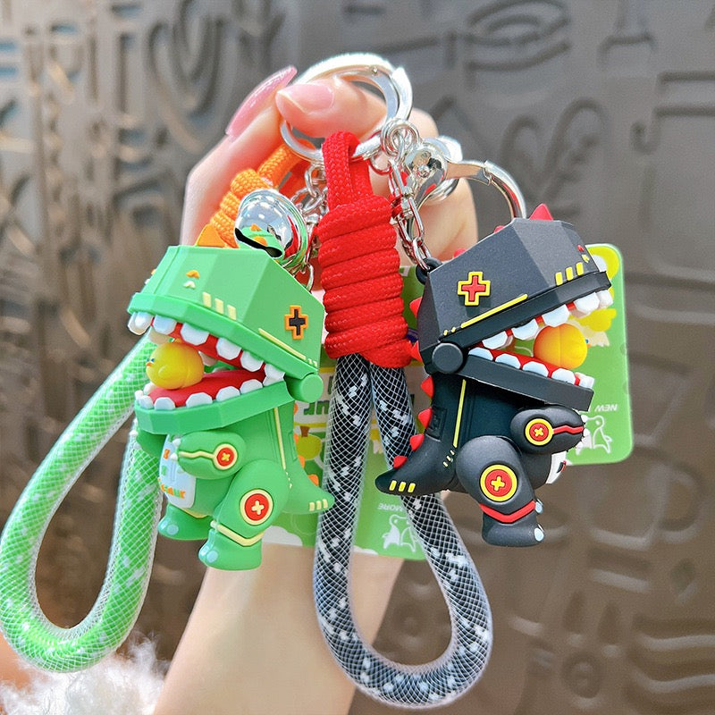 Cute Dinosaur Robot Keychain – Colorful & Fun Keyring Accessory