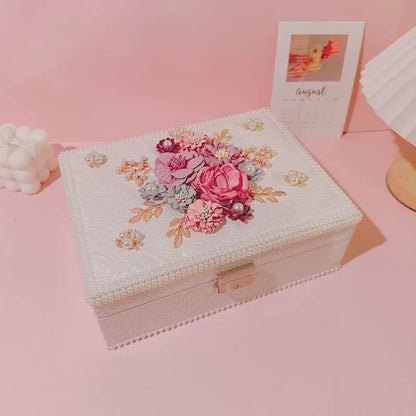 Luxury Floral Jewelry Box - Pink/White Elegance & Storage