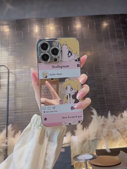 INS-Design Cartoon Character Mirror Phone Case